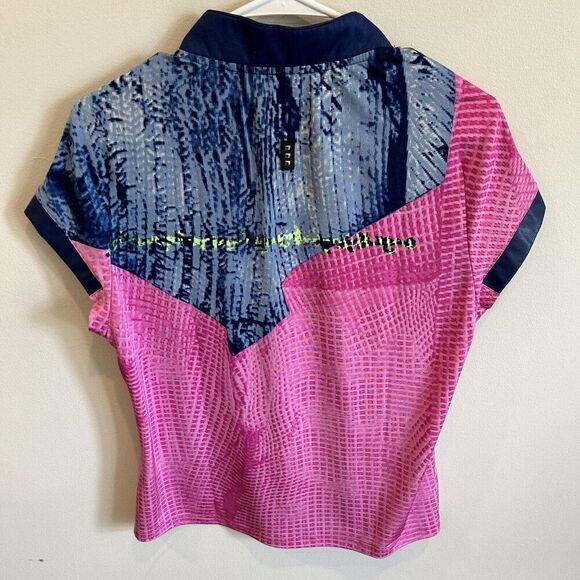 JAMIE SADOCK 1/4 Zip Polo Golf Tennis Pickleball Pink Blue Graphic Size M - Picture 2 of 9